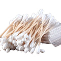 Safebond 100pcs Biodegradable Wood Rod Baby Long Cotton Swab Stick Double Ends Plastic Stick OPP Bag High Standard Medical Usage