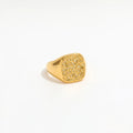 High End PVD 18K Gold Plated Hammered  Statement Rings for Women Stainless Steel Jewelry