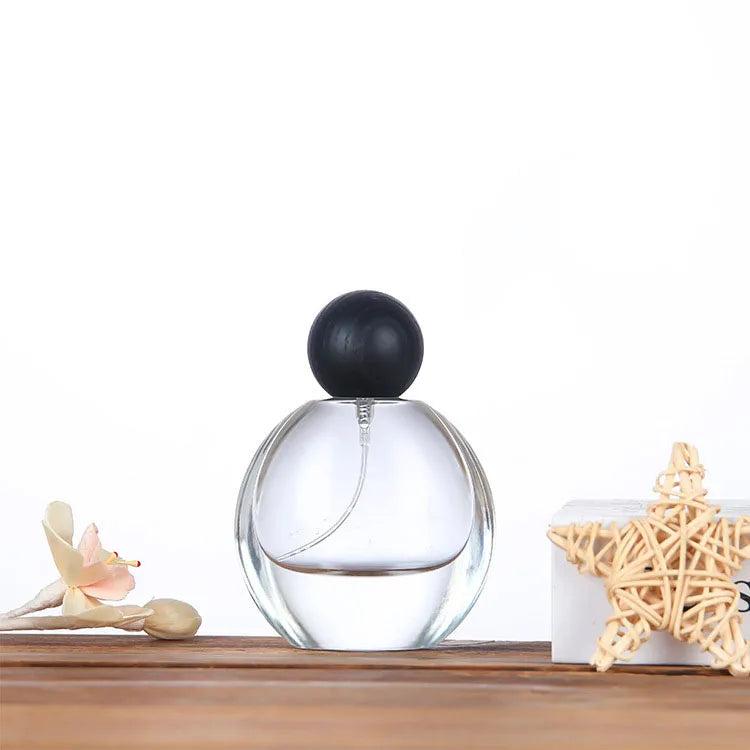 50ml Perfume Bottle Thick Bottom Crimp Perfume Bottle Abnormity Perfume Bottle UV Middle Ring Acrylic Cap