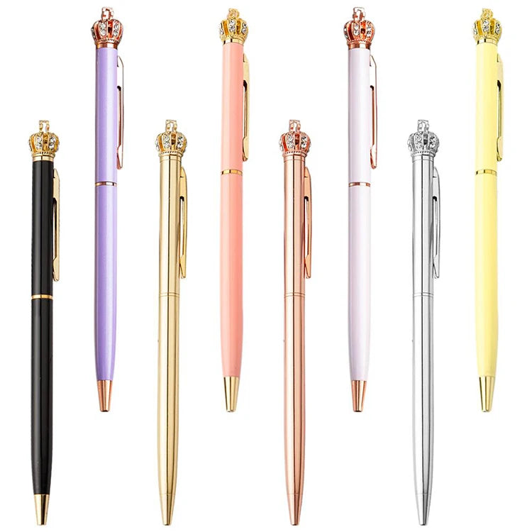 Hot Selling Custom Logo Bling Bling Metal Royal Crown Sports Pen 1.0mm Writing Width Eco-Friendly Ink Custom Colors Perfect