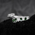 Slatlin College Snake Ring 925 Sterling Silver Green Enamel Drop Glaze Shaped Texture Ring for Women