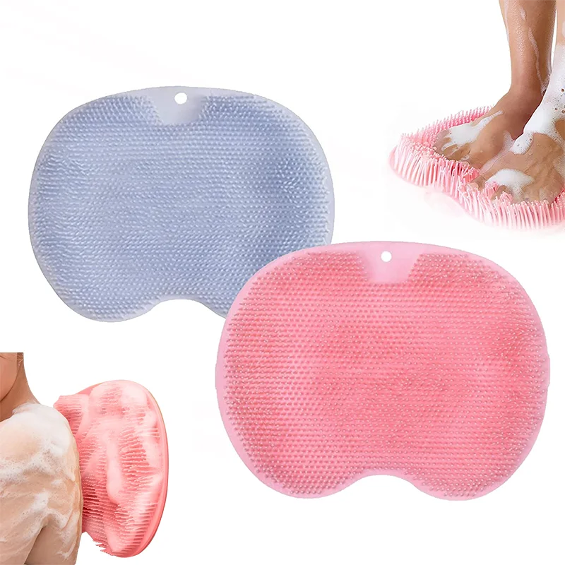 Exfoliating Shower Massage Scraper Bathroom Non-slip Bath Mat Back Massage Brush Silicone Foot Wash Body Cleaning Bathing Tool