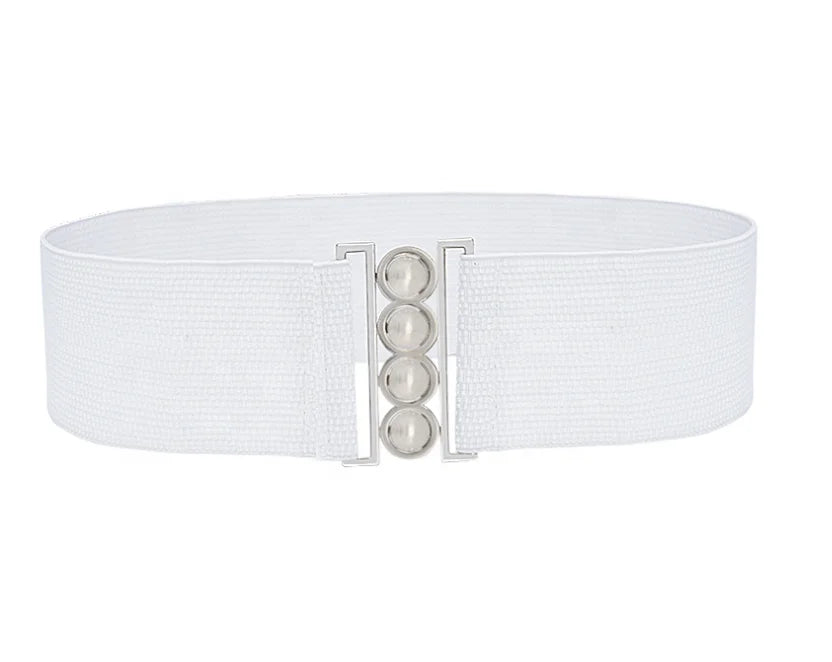 Fashion Steel Ball Four-ring Simple Waist Seal Metal Wide Buckle Belt Comfortable and Easy to Buckle Close-fitting Elastic Waist