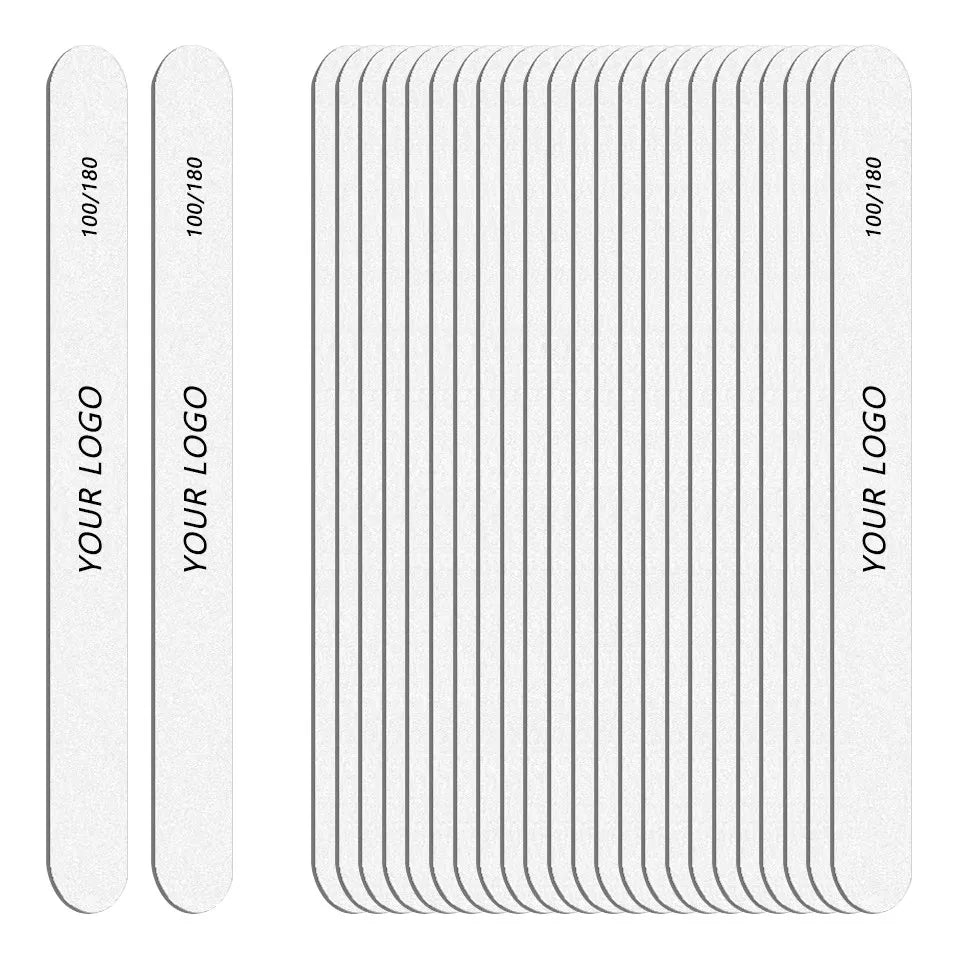 Factory Wholesale Professional Manicure Tools Kit Custom Logo Wooden Nail Files 100/180 Grit Cheap Professional Manicure Set