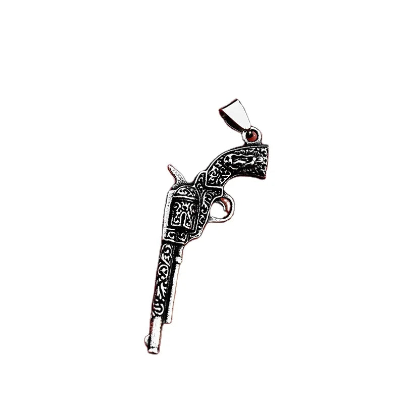 SS8-255P Steel Soldier Punk Hip Hop Cool Stainless Steel Gun Shaped Pendant for Man
