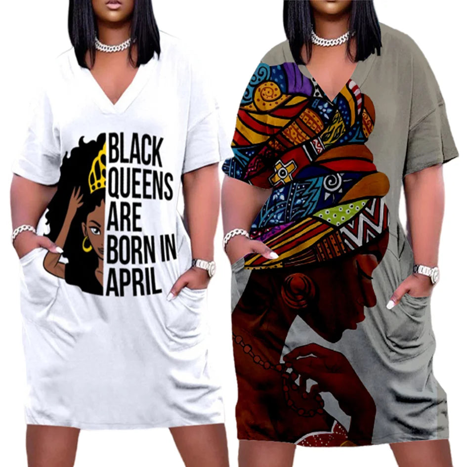 YQY0405 Customized Pattern Plus Size Loose Simple Dress Summer Medium-length Multicolor 3D Printed Dress Women T Shirt Dress
