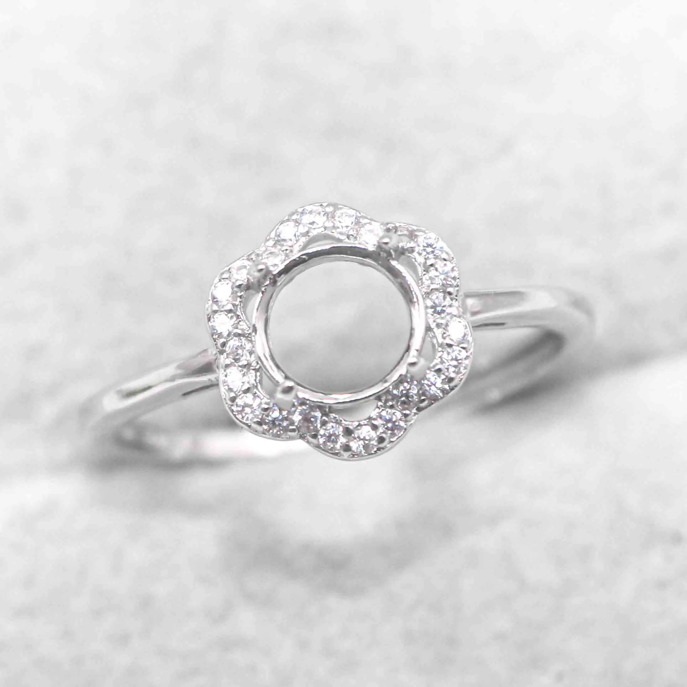 Sterling Silver 4mm/5mm/6mm/7mm/8mm Semi Mount Ring Frame Empty Blank Claws Setting S925 Base Without Center Stone for Inlay DIY