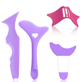 4PCS Reusable Pink Silicone Eyeliner Stencils Set Waterproof Mascara Shield and Lash Guard Makeup Tool for Women