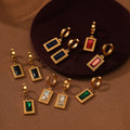 Colorful Glass Stainless Steel Gold Drop Earrings Luxury Rhinestone Earings Jewelry Women Fashion Diamond Dangle Earrings