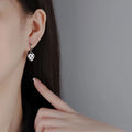 925 Sterling Silver Glue Drop Checkerboard Heart-Shaped Earrings Ins Niche Design Mosaic Earring for Wedding and Party