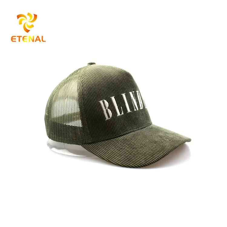 Low MOQ Breathable Running Embroidered Logo Fashion Hip Hop Cycling Outdoor Trucker Caps Adjustable 5-Panel Corduroy Mesh Hats