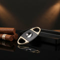 JIFENG JF-J67 Double Blade Three-dimensional Design Sandblast Sharp Matte Metal Portable Travel Cigar Cutter V