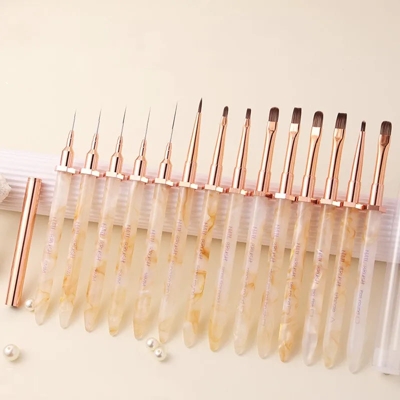 Manicure Line Drawing Pen Nail Art Brush Set Professional Acrylic Handle Nail Brushes Set Painting Nail Brush Set
