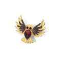 Abiding OEM ODM Vivid Design Gemstone Garnet 925 Sterling Silver Gold Plated Eagle Brooch for Party Jewelry