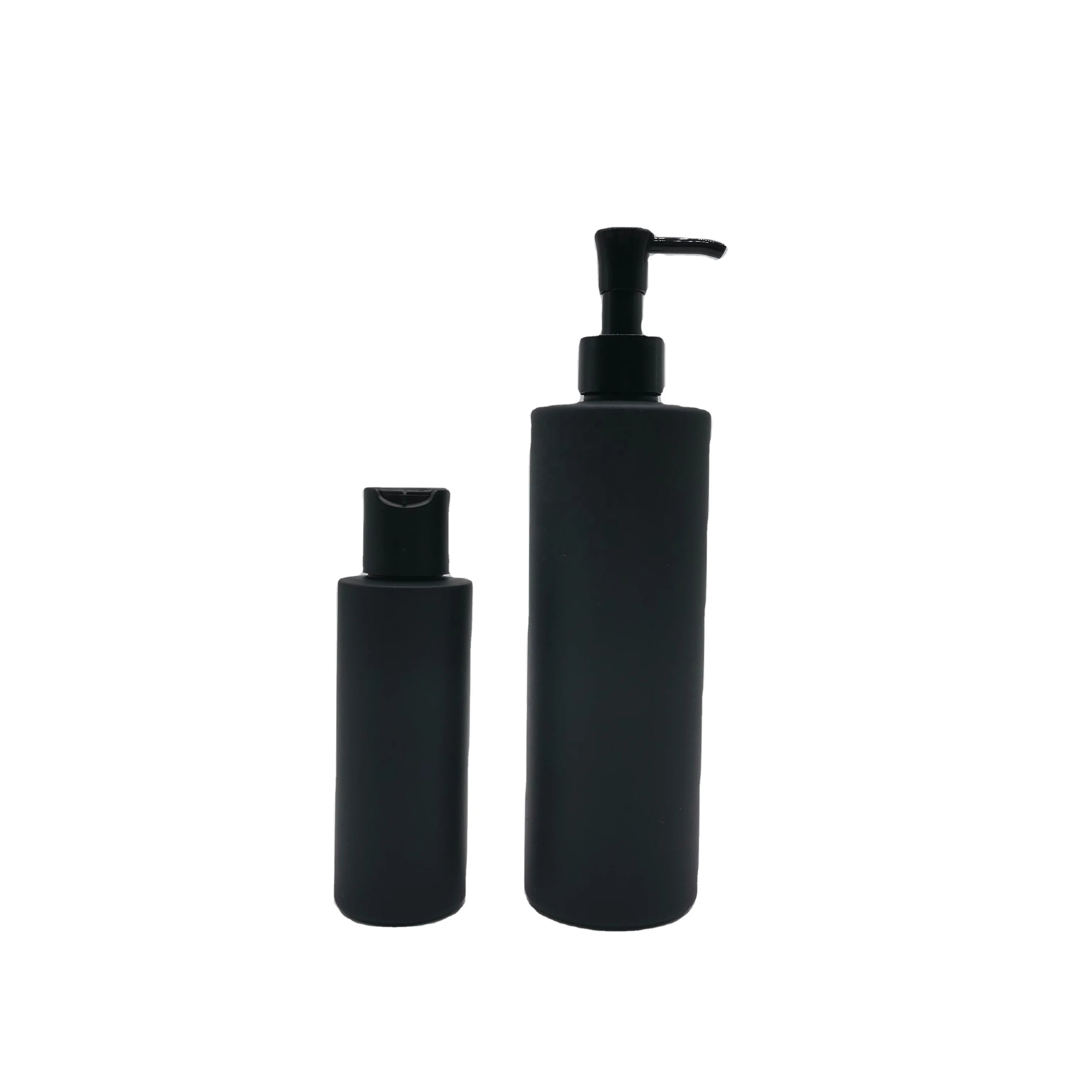 Cylinder Black Soft Touch Double Wall 120 ml 4oz HDPE Bottle with Disc Cap Press Cap