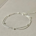 Simple INS Trendy Pure 925 Sterling Silver Double Layered Thin Chain Snake Chain Bracelets for Women Girls Jewelry