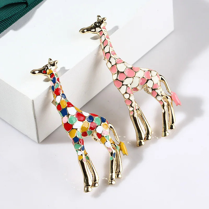Enamel Giraffe Brooches for Women Cute Animal Brooch Pin Fashion Jewelry Gold Color Gift for Kids Exquisite Brooches