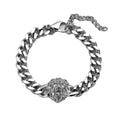 Punk Gold Plated Cuban Chain Bracelet Cz Zircon lion Charm Bracelet