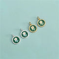 Wholesale Dainty 925 Sterling Sliver Colorful Oil Drip Enamel Flower Green Round Pendant for Bracelet Necklace Jewelry Making