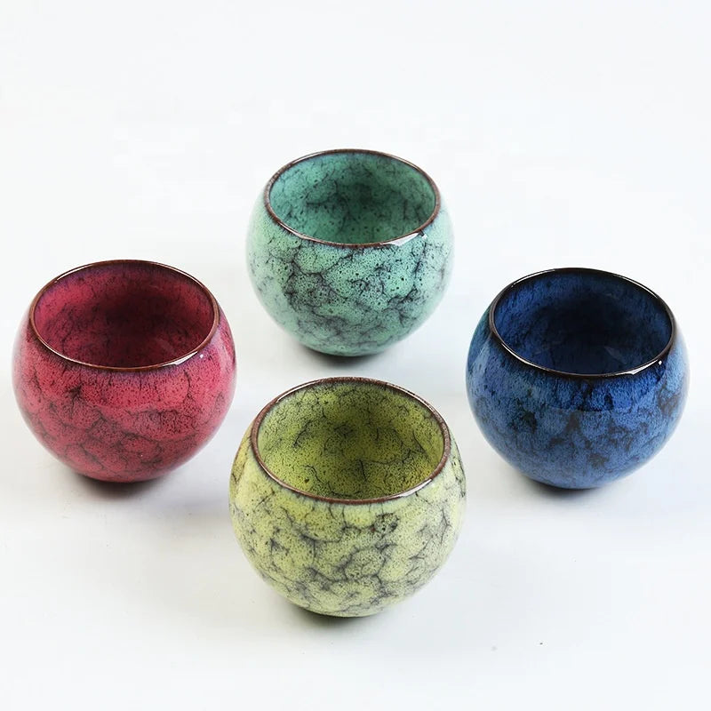 Wholesale 110ml Handmade Kiln Pottery Ceramic Cups Arabic Glazed Tea & Coffee Mug Set for Water & Tea