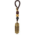 Vintage Brass Tibetan Chinese Cylindrical Heart Sutra Bottle Rope Keychains Pendants Mantra Car Key Chains Rings Lucky Hangings
