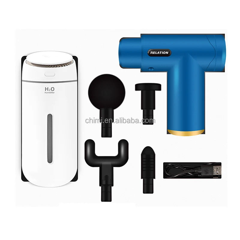 New Idea Stock Promotional Products Massage Gun+mini Humidifier Business Conference Gift Set