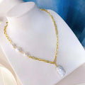 Manufacturer's Special Selling Women's Square Baroque Shaped Natural Pearl Necklace