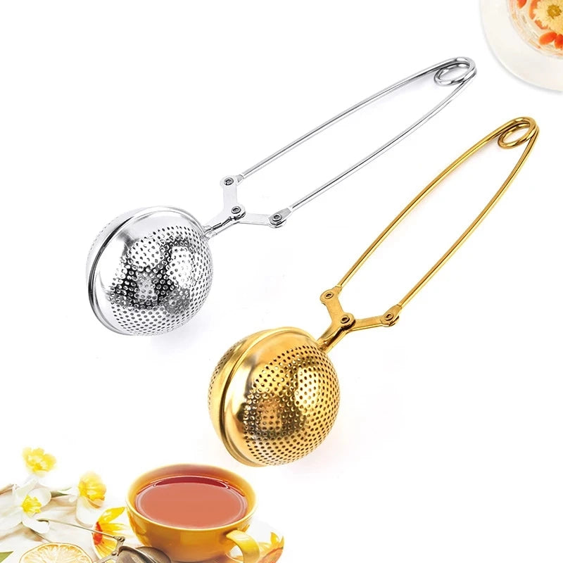 Stainless Steel Loose Leaf Tea Infuser Gold Sphere Mesh Tea Strainer with Handle Coffee Herb Spice Filter Tea Bags