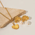 2023 New Fashion Jewelry Earrings Fresh Water Pearl Ginkgo Leaf Earring Necklace Set