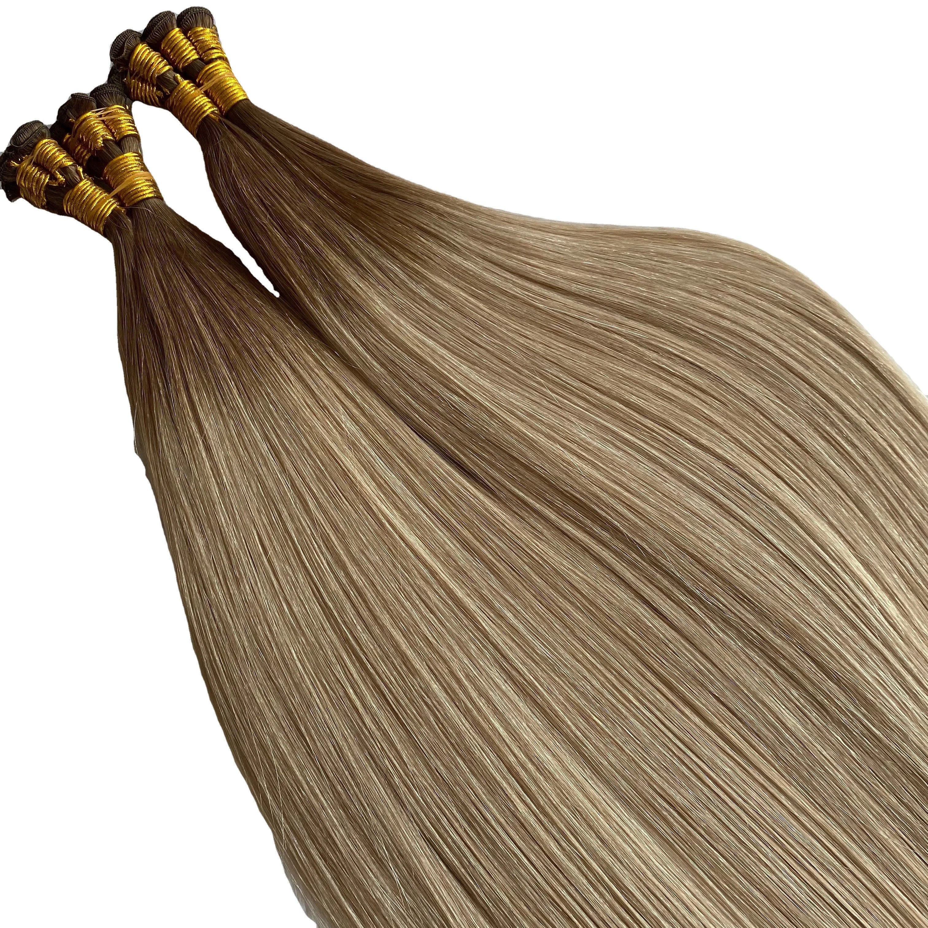 Doris Beauty 2025 Trendy Rooted Warm Blonde Invisible Russian Hair Extension Best Quality 12A Grade Remy Hair Handtied Weft