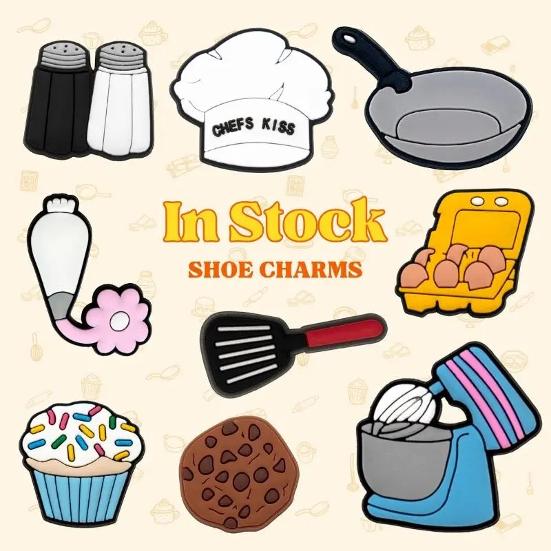 Hot Sale Designer Kitchen Food Kawaii Charm Flex PVC Buckle Dessert Baking Home Trend DIY Toys for Kids Family Bulk