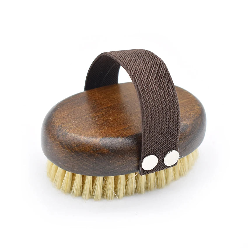 Custom Logo Wooden Exfoliating Massage Bath Brush Natural Bristle Dry Body Brush for Skin