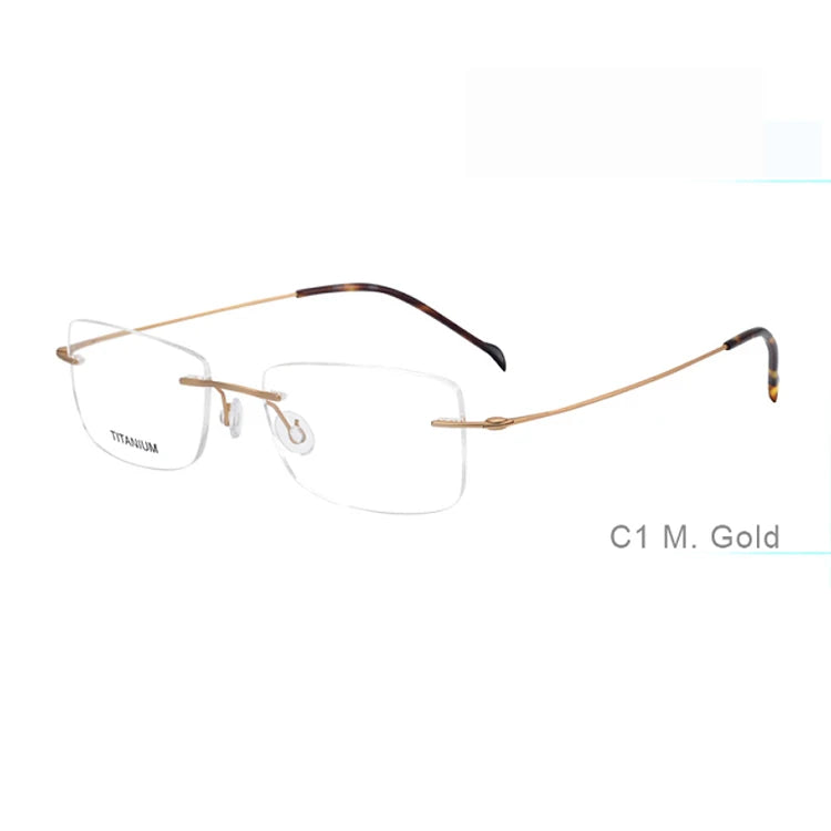 Top Quality B Titanium Rimless Glasses Frames Square Business Eyeglasses Men Light Shenzhen Optical Frame