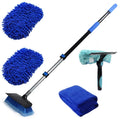 Xinxing Soft Bristle Aluminum 5-12 ft Telescopic Outdoor House Brush Window Squeegee Extension Pole Window Cleaning Kit Tools