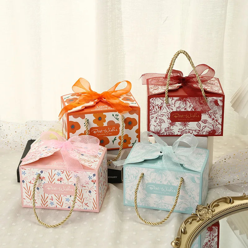 Portable Handle Paper Candy Gift Packaging Box for Wedding Party Guest Gifts Chocolate Package Boxes