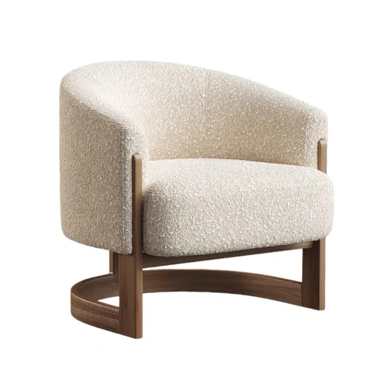 Nordic Modern Solid Wood Leisure Arm Chair Lounge Teddy Shepa Accent Single Lazy Boucle Sofa Chairs for Living Room