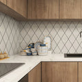Hot Sale Uneven Surface Glazed Porcelain Large White Rhombus Tiles for Wall Backsplash Kitchen Modern Restaurant Project