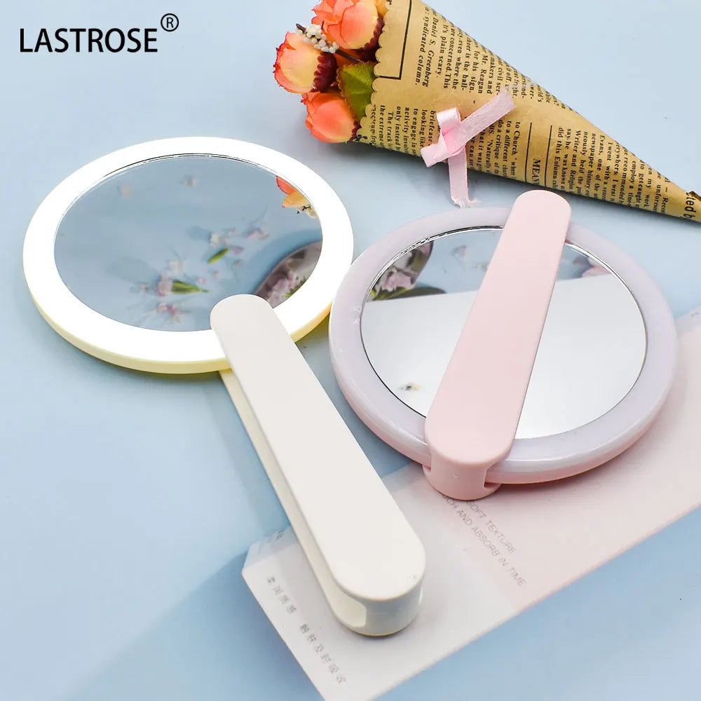 MINI Makeup  Mirror LED Handle Mirror USB Rechargeable Dressing Table Folding and Fill Light Mirror Vendor