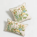 Yellow Sun Flower Embroidery Linen Pillow Cover Farmhouse Cushion Cover/