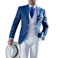 New Arrival Custom Made Blue Two Buttons Tuxedos Groom Notch Lapel Men Suits Wedding Party Groomsmen 3 Pieces Business Suits