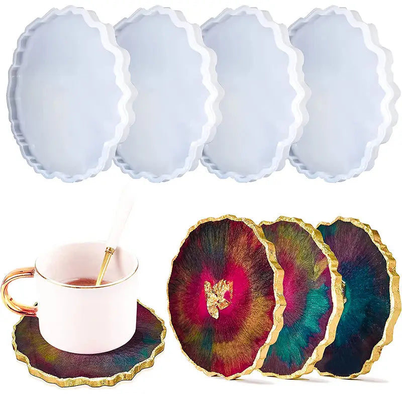 Irregular Round Square Rose Tea Cup Pad Holder Dish Plate Tray Coaster Silicone Epoxy Resin Mold Casting