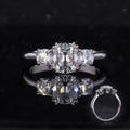 Starsgem Old Mine Cut DEF Vvs 3 Stones Moissanite Diamonds 14K White Engagement Ring Gold
