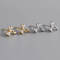 Fashion 925 Sterling Silver Bow Shaped Gold Plated Stud Earring Jewelry for Women