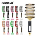 Masterlee Multicolor Boar Bristle Brush Rubber Handle Hair Styling Tools Vent Massage Detangling Boar Hair Brush