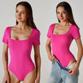 Women Yoga Jumpsuit Scrunch BodySuits Snap  Button Closure Gym Fitness Clothes Workout Square Neck One Piece Shapewear