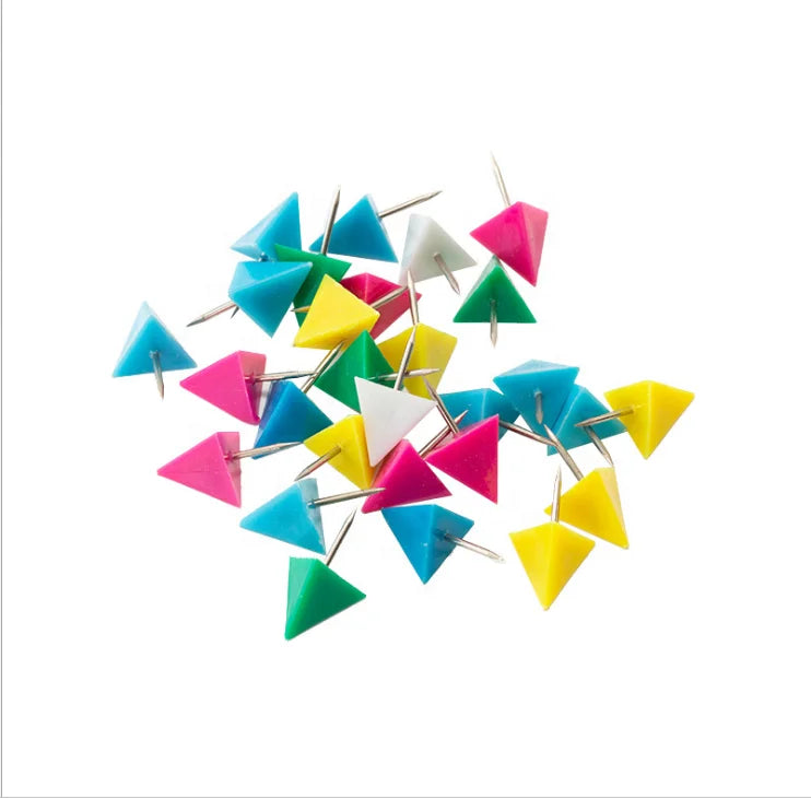 Colorful Triangle Plastic Eco-friendly Cork Board Thumb Tack Office Supplies