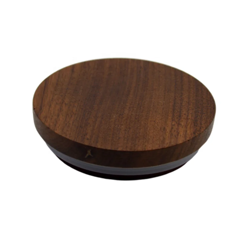 Wooden Glass Cover Coffee Cup Wooden Lids with Silicone Seal Ring Wooden Lid for Jar and Bottle with Embossed logo