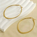 Fashion Stainless Steel Hoop Earrings Fashionable 18K Gold Plated Jewelry Simple Large Thin Line Oval Hoop Earrings for Women