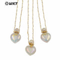 WT-N1237 WKT Amazing Aura Gold Electroplated Crystal Quartz Heart Shape Perfume Bottle Necklace Aura Stone Crystal Necklace