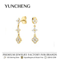 Custom Silver Jewelry 18K Gold Plated Floral Drop Earrings for Women Hypoallergenic Elegant Jewelry Gift 925 Sterling Silver